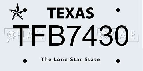 TFB7430 Texas License Plate