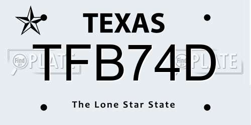 TFB74D Texas License Plate