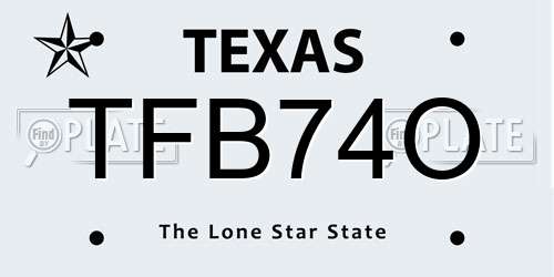 TFB74O Texas License Plate