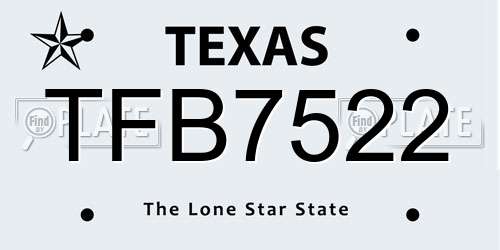 TFB7522 Texas License Plate