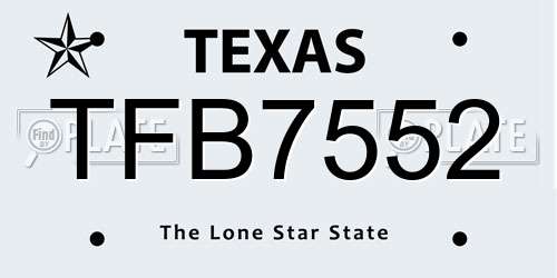 TFB7552 Texas License Plate