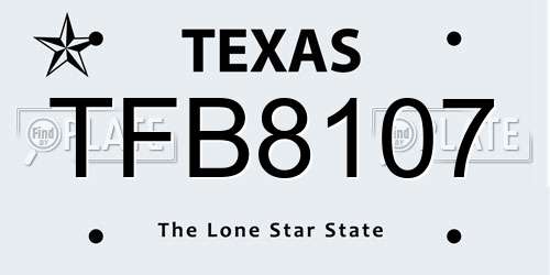 TFB8107 Texas License Plate
