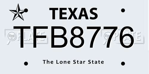 TFB8776 Texas License Plate