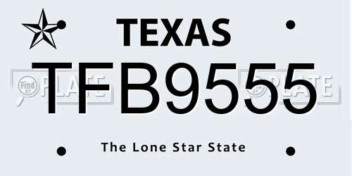 TFB9555 Texas License Plate