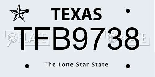 TFB9738 Texas License Plate