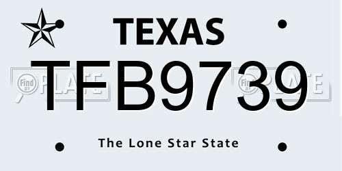 TFB9739 Texas License Plate