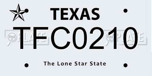 TFC0210 Texas License Plate