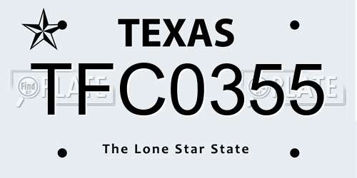TFC0355 Texas License Plate