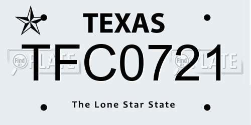 TFC0721 Texas License Plate
