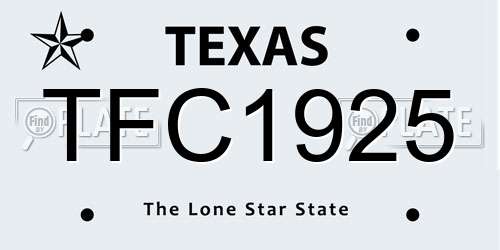 TFC1925 Texas License Plate