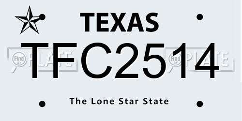 TFC2514 Texas License Plate