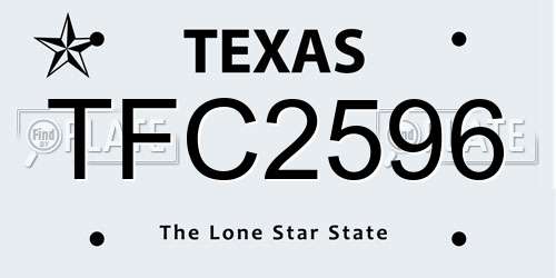 TFC2596 Texas License Plate