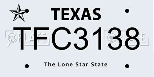 TFC3138 Texas License Plate