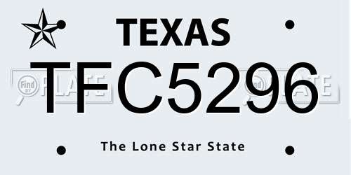 TFC5296 Texas License Plate