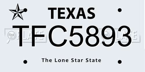 TFC5893 Texas License Plate