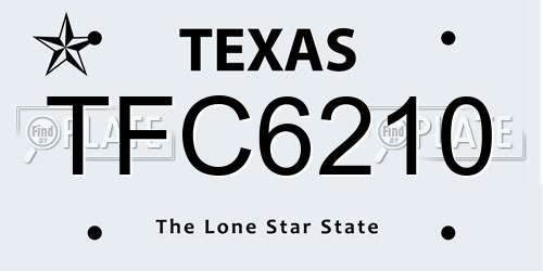 TFC6210 Texas License Plate