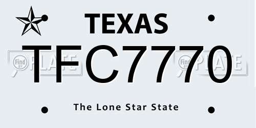 TFC7770 Texas License Plate