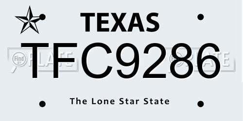 TFC9286 Texas License Plate