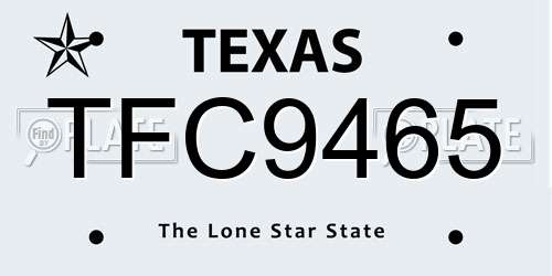 TFC9465 Texas License Plate