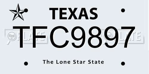 TFC9897 Texas License Plate