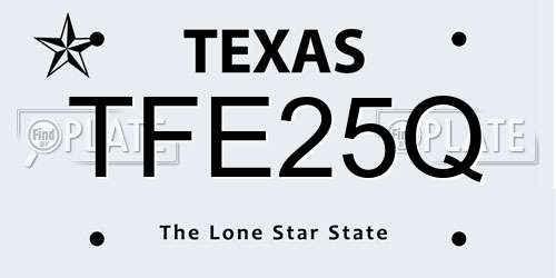 TFE25Q Texas License Plate