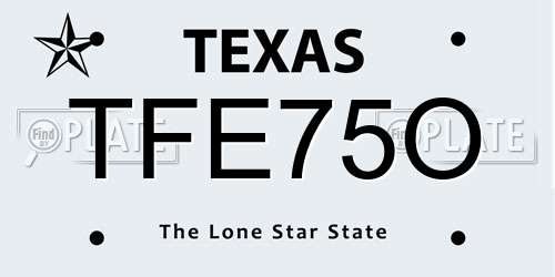 TFE75O Texas License Plate