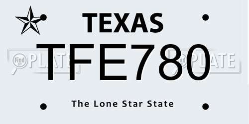 TFE780 Texas License Plate