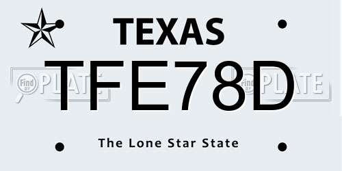TFE78D Texas License Plate