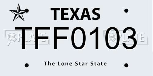 TFF0103 Texas License Plate