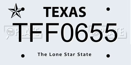 TFF0655 Texas License Plate