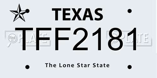 TFF2181 Texas License Plate
