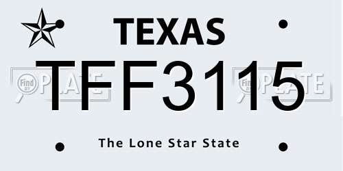 TFF3115 Texas License Plate