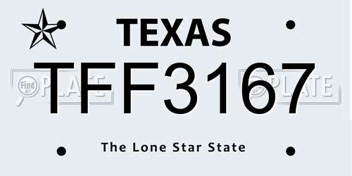 TFF3167 Texas License Plate