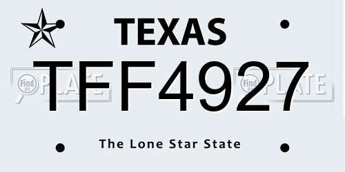 TFF4927 Texas License Plate