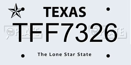 TFF7326 Texas License Plate