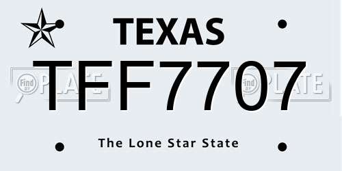 TFF7707 Texas License Plate