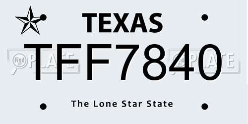 TFF7840 Texas License Plate