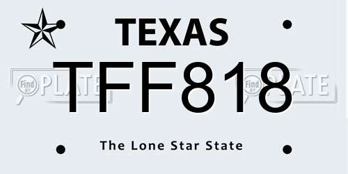 TFF818 Texas License Plate