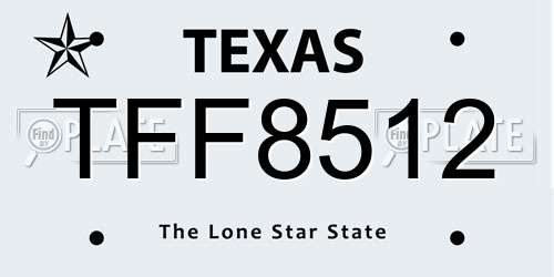 TFF8512 Texas License Plate