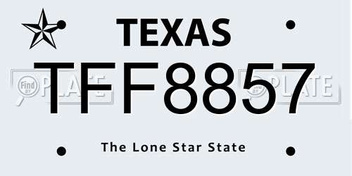 TFF8857 Texas License Plate