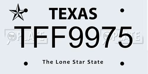 TFF9975 Texas License Plate