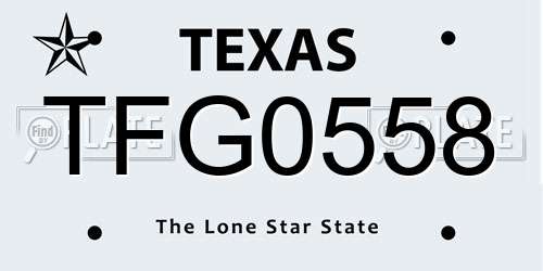 TFG0558 Texas License Plate