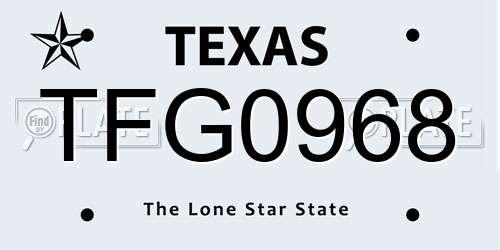 TFG0968 Texas License Plate