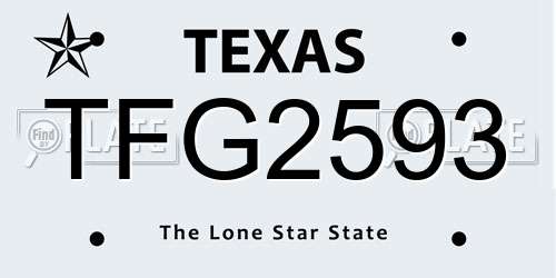 TFG2593 Texas License Plate