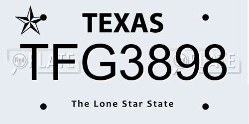 TFG3898 Texas License Plate