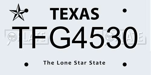TFG4530 Texas License Plate