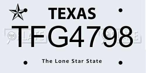TFG4798 Texas License Plate