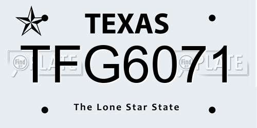 TFG6071 Texas License Plate