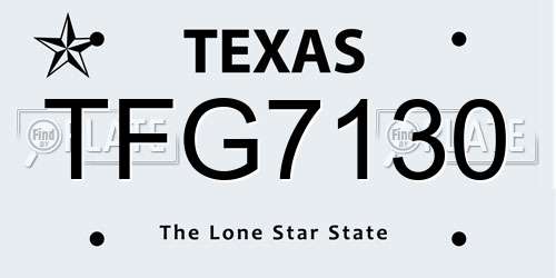 TFG7130 Texas License Plate
