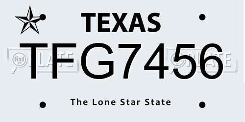 TFG7456 Texas License Plate